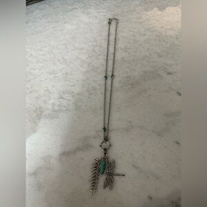 Lucky Brand Silver Necklace with Turquoise Accents